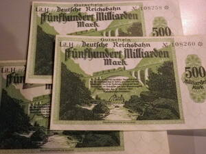  old Germany . country 1923 year super in fre5000 hundred million mark unused 2 sheets set 