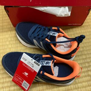 スニーカーニューバランスNEWbalance20cmキッズジュニア紺×オレンジ運動靴通学