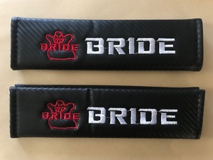  free shipping! off .. conspicuous?BRIDE bride Logo carbon style seat belt pad wa chair pi Sports Compact . shape bay shore neck capital height 