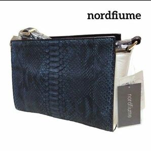 美品 nordfiume ハンド ショルダー バッグ パイソン カウレザー 本革 ブラック系 レザー