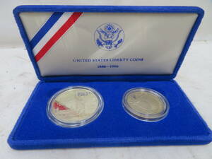 F-379★UNITED STATES LIBERTY COINS/自由の女神記念コイン★1986年★1ドル★ONE DOLLAR・HALF DOLLAR★中古品