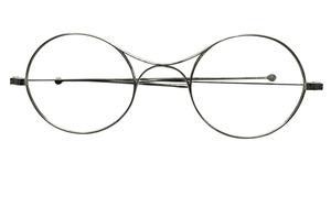 驚愕GOOD SIZE実用的アンティーク1900s以前フランス製 デッドストックFRAME FRANCE 折り畳テンプル極細リムPANTO ROUND 丸眼鏡 丸メガネ 
