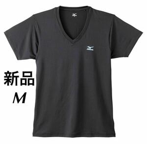 MIZUNO クイックドライスポーツカジュアルインナーVネック半袖シャツMブラック 男性/メンズ C2JA1163 送料無料