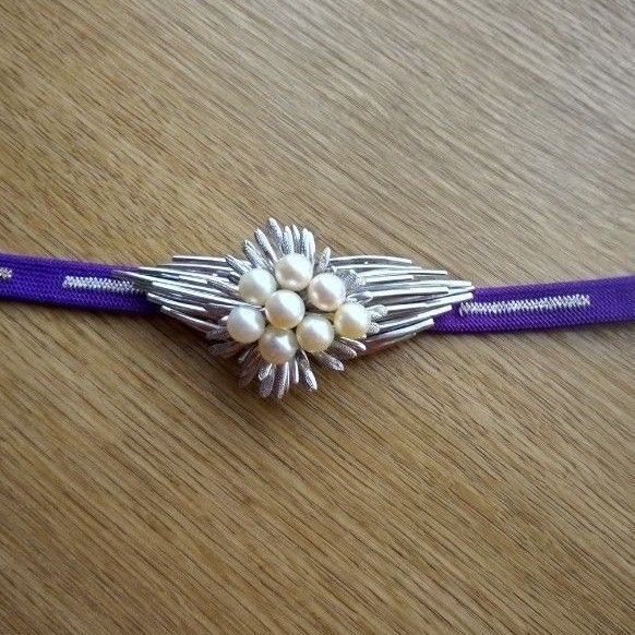 帯留め 本真珠 STERLING ブローチ シルバー