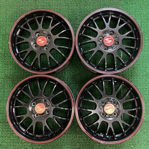 S-HOLD 軽自動車用 社外アルミホイール 15x5J+45 100-4H 中古品4本【731】