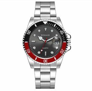■□■ セール ■□■ 新品 ミリタリー ビジネス WOMAGE 腕時計 黒赤 日付表示 【ディーゼル バーバリー ダンヒル ポールスミス】