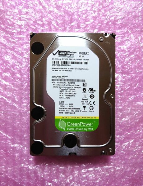 Western Digital WD20EURX 2TB HDD 使用時間288時間 AVGP 監視カメラ