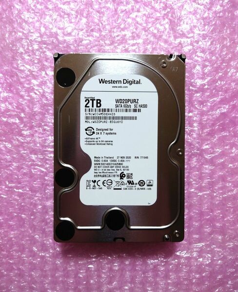 Western Digital WD20PURZ 2TB HDD 使用時間12時間 DIGA 監視カメラ