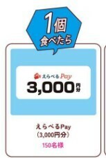 【数3口】レシート懸賞応募★ サンデーカップ キャンペーン えらべるPay3,000円分が当たる★WEB応募　送料無料～　pay pay 