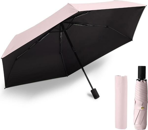 折りたたみ傘 日傘 自動開閉 UVカット 超軽量 晴雨兼用 6本骨 ピンク