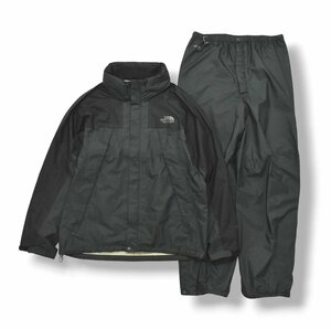 ★ゴアテックス！ ノースフェイス THE NORTH FACE レイン ウェア セットアップ 上下 L グレー x ブラック GORE－TEX アウトドア NP10505★