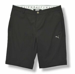 ★美品！ 清涼 快適 プーマ PUMA ショート パンツ XL ブラック 裏地 総柄 ロゴ入り ハーフ ショーツ スポーツ カジュアル ウェア メンズ★