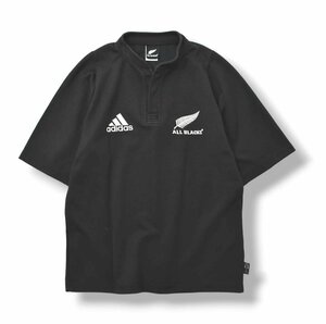 ★美品 アディダス x オールブラックス adidas ALL BLACKS 半袖 ポロシャツ S ブラック ラグビー ニュージーランド代表 スポーツ ウェア★