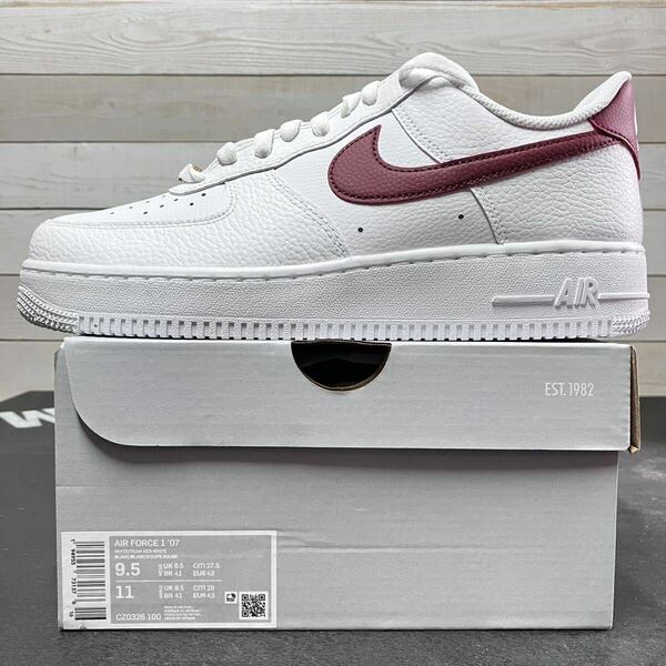 27.5cm NIKE AIR FORCE 1 LOW 07 WHITE RED CZ0326-100 ナイキ エア フォース ワン ロー ローカット ホワイト レッド