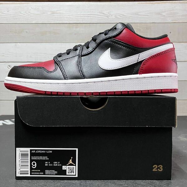 27cm NIKE AIR JORDAN 1 LOW 553558-066 BLACK GYM RED ナイキ エア ジョーダン ワン ロー ローカット ブラック ジムレッド