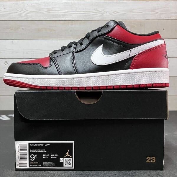 27.5cm NIKE AIR JORDAN 1 LOW 553558-066 BLACK GYM RED ナイキ エア ジョーダン ワン ロー ローカット ブラック ジムレッド