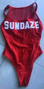 FOREVER 21 水着ワンピース SUNDAZE サイズS～M ワンピース水着 赤 ハイレグ レオタード レースクイーン コスプレ ダンサーズ ビキニ