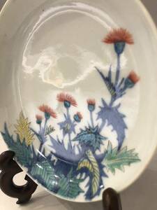 【空】鑑賞陶器　色絵鍋島草花文五寸皿　特別出品