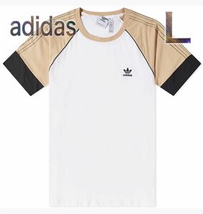 adidas オリジナルス 半袖Tシャツ L 新品 ワンポイント バイカラー 白