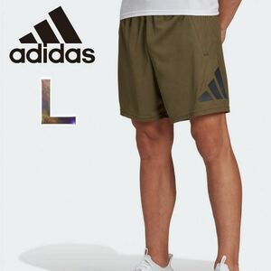 adidas ハーフパンツ L ショートパンツ 新品 カーキ 半パン 短パン スポーツウェア ジム