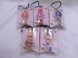 【菊水-10052】(NS)サンリオ SANRIO ハローキティ デジタル腕時計 5個セット 1997年製 ジャンク品 Hello Kitty 昭和レトロ(HN)