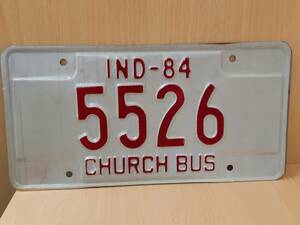 【菊水-10307】 CHURCH BUS/チャーチバス/教会バス/ナンバープレート/インディアナ州/ビンテージ （yu）