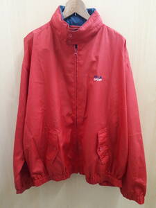 [ Kikusui -10216]FILA SPORT filler windbreaker men's L size red * storage type with a hood . old clothes nylon jacket jumper (MI)