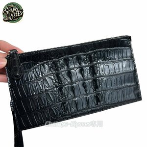  high class leather long wallet mobile bag second bag lady's bag genuine article . leather . leather crocodile leather in stock bag black 