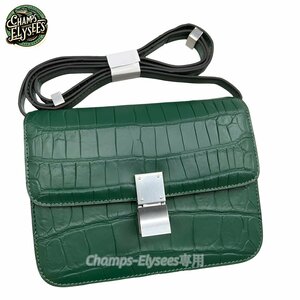  lady's bag stylish crocodile leather leather pochette genuine article . leather . leather shoulder bag shoulder .. bag green 