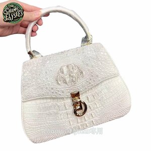 ... leather bag extra-large kob lady's bag handbag high class . leather . leather purified water . crocodile leather shoulder ..himalaya white 