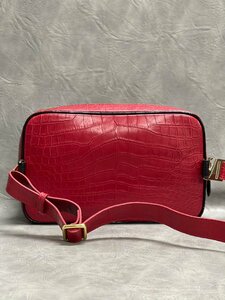  Lucky color special feeling lady's bag crocodile leather . leather . leather center taking . shoulder bag leather pochette red 