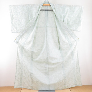 KIMONO MODERN キモノモダン 木綿着物 総刺繍 葡萄唐草 薄緑色 単衣 バチ衿 カジュアル 仕立て上がり 身丈166cmの画像8