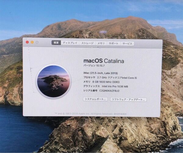  Apple iMac(21.5-inch,Late 2013) A1418 Ci5-4570R メモリ8GB HDD 1TB 
