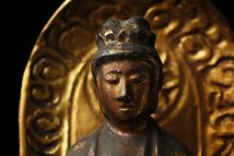 【LIG】仏教美術 木彫金彩 観音立像 32㎝ 置物 古美術品 旧家収蔵品 [.Y]23.12_画像4