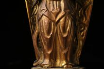【LIG】仏教美術 木彫金彩 観音立像 32㎝ 置物 古美術品 旧家収蔵品 [.Y]23.12_画像6