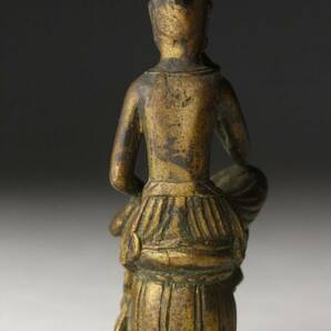 【LIG】朝鮮仏教美術 銅製鍍金 弥勒菩薩像 7㎝ 豆仏 コレクター収蔵品 [.RW]24.2の画像9