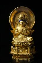 【LIG】仏教美術 木彫金彩 仏像 三点 大日如来像 釈迦如来像 [.WP]23.7_画像3