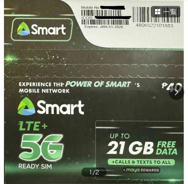 フィリピン smart プリペイドSIMカード