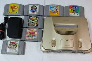  Nintendo 64 body set Gold B power cord / Pokemon / Mario soft game attached free shipping 