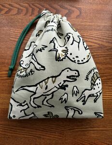  dinosaur pouch 25.×20. hand made lunch sack go in . go in . bag-in-bag organizer storage case case pouch miscellaneous goods reverse side cloth equipped one-side ...