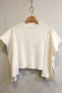 二子玉) LE CIEL BLEU ルシェルブルー Shoulder Out Wide Tape Knit ショルダーアウトワイドテープニット 2WAY ホワイト 25A61202