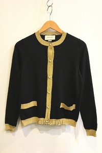  two . sphere )GUCCI Gucci cashmere silk knitted cardigan black Gold XS pearl button 501402 X9M84 *. cigarettes smell 