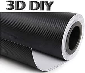 3Dカーボンシート ブラックカーボンファイバービニール 自動車ラップフィルムDIY インテリアステッカー 耐熱耐水曲面対応裏溝