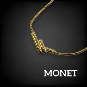 【美品】 モネ MONET ネックレス スネークチェーン ペンダント チョーカー ヴィンテージ ビンテージ アンティーク 古着 上品 ゴールド 679