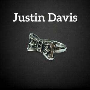 【美品】　ジャスティンデイビス　プロミス　リング　ジルコニア　アクセサリー　SV925 シルバー 指輪　リボン　9号 ストーン SRJ328　aq47