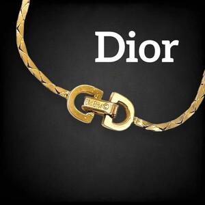 【美品】 クリスチャンディオール Christian dior ネックレス スネークチェーン ペンダント チョーカー 刻印 ヴィンテージ ゴールド 821