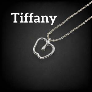 【美品】 ティファニー tiffany&co. Tiffany ネックレス オープンアップル りんご ペンダント チョーカー SV925 刻印 シルバー 830