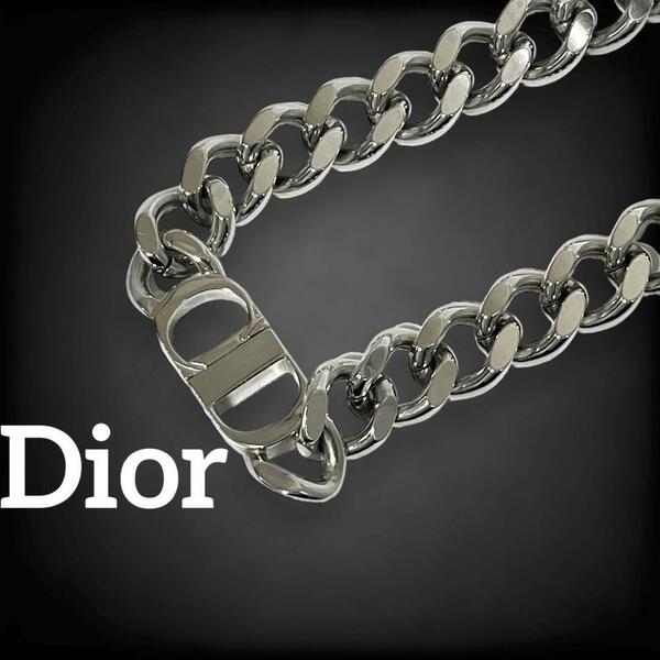 【美品　現行】　クリスチャン ディオール　CD アイコン　チェーンリンク ネックレス icon 喜平　Christian Dior ディオール シルバー al17