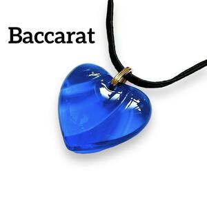 [ beautiful goods ] baccarat Baccarat Heart necklace pendant choker heart motif crystal largish large .. Vintage blue 884