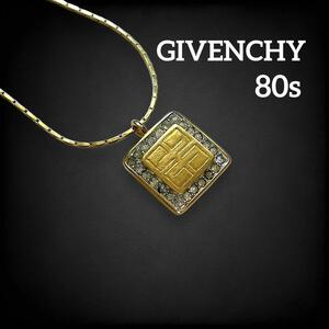 【希少】 ジバンシー GIVENCHY ヴィンテージ ネックレス ペンダント スネークチェーン 大ぶり ヴィンテージ 80年代 4G ロゴ ゴールド 930